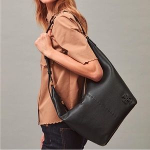 ❄️✨TORY BURCH Black Pebbled Leather McGraw Soft Hobo Bag✨EUC LIKE NEW